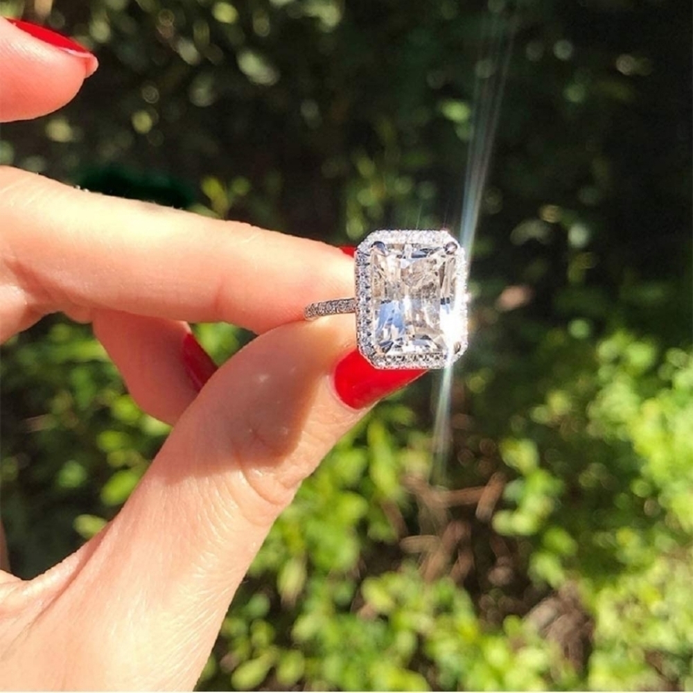 Radiant Cut Diamond S925 Engagement Wedding Band
